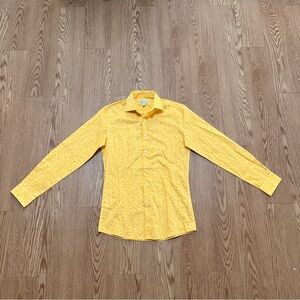 BAR III Button down slim fit shirt floral flower print yellow Men's Size Small